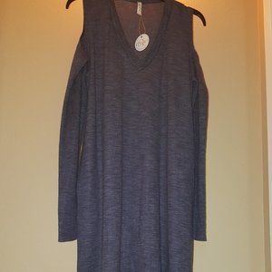 Cold Shoulder Soft Dark Blue Dress W/ POCKETS!✨